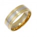 7mm Two Tone Flat Court Wedding Ring With Grooved Edge