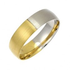 6mm Court Two Tone Wedding Ring With Matt Finish