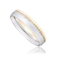 4mm Court Shape Two Tone Diamond Wedding Ring