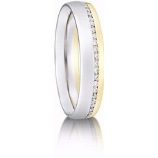 4mm Court Shape Two Tone Diamond Wedding Ring
