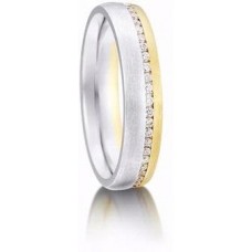 4mm Court Shape Two Tone Diamond Wedding Ring