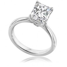 Four High Prong Set  Tapered Shoulder Radiant Cut Diamond Solitaire Ring