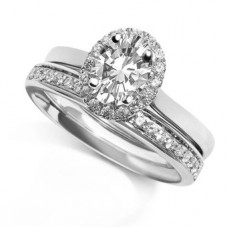 Oval Diamond Single Halo Ring