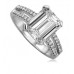 Emerald Diamond Split Shoulder Engagement Ring
