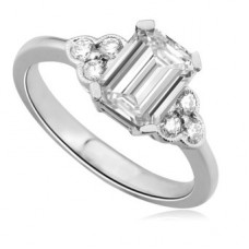 Unique Emerald & Round Diamond Designer Ring