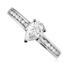 1.30ct Vs2/g Pear Diamond Shoulder Set Ring