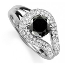 Round Black Diamond Shoulder Set Ring