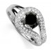 Round Black Diamond Shoulder Set Ring