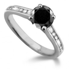 Round Black Diamond Shoulder Set Ring