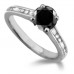 Round Black Diamond Shoulder Set Ring