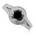 Round Black Diamond Halo Ring
