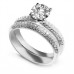 Round Diamond Shoulder Set Ring With Matching Band