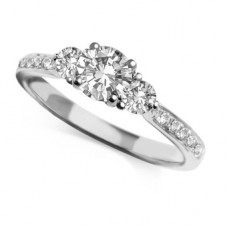 3 Stone Diamond Ring With Shoulder Diamonds