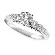 Round Diamond Designer Shoulder Set Ring