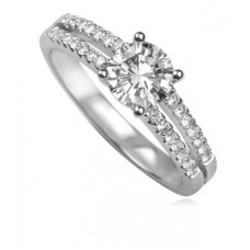 Modern Split Shoulder Round Diamond Ring