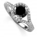 Round Black Diamond Shoulder Set Ring