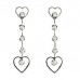 Round Diamond Heart Drop Earrings