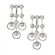 Round Diamond Circle Drop Earrings