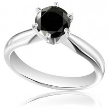 Round Black Diamond Solitaire Ring