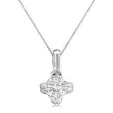 Split Petal Princess Cut Diamond Pendant