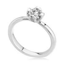 Flower Round Diamond Solitaire Ring