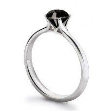 Round Black Diamond Solitaire Ring