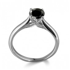Round Black Diamond Solitaire Ring Round Black Diamond Solitaire Ring