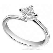 Igi Certified 0.50ct Vvs2/h Platinum Princess Diamond Solitaire Ring