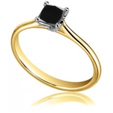 Princess Black Diamond Solitaire Ring