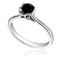 Round Diamond Black Ring