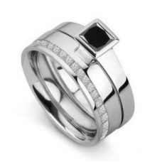 Princess Cut Black Diamond Solitaire Ring