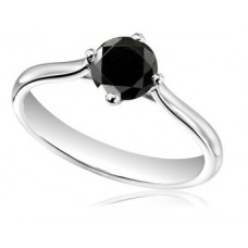 Round Diamond Black Ring