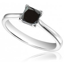 Princess Cut Black Diamond Solitaire Ring