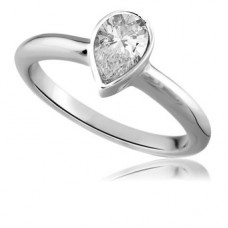 Modern Rubover Pear Diamond Engagement Ring