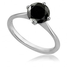 Round Diamond Black Ring