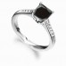 Princess Black Diamond Shoulder Set Ring