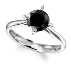 Round Black Diamond Solitaire Ring Round Black Diamond Solitaire Ring