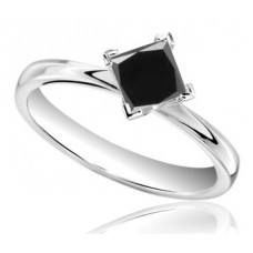 0.75ct Black Princess Cut Diamond Solitaire Ring