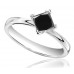 0.75ct Black Princess Cut Diamond Solitaire Ring