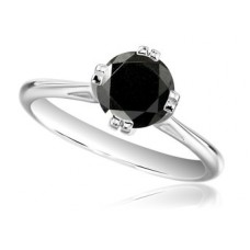 Round Diamond Black Ring