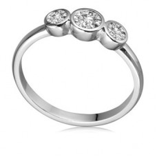 Unique Rubover Round Diamond Trilogy Ring