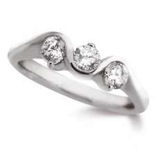 Unique Half Rubover Round Diamond Trilogy Ring