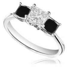 Princess Black And White Diamond Trilogy Ring