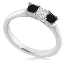 Princess Black And White Diamond Trilogy Ring