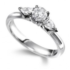 Round & Pear Diamond Trilogy Ring