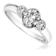 Stylish Oval & Round Diamond Trilogy Ring