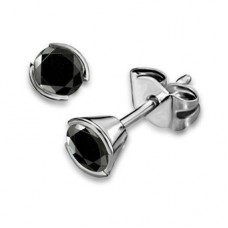 Round Black Diamond Earrings