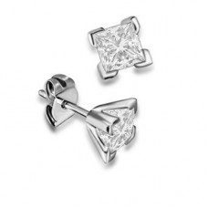 Four Corner Prong Princess Diamond Stud Earrings