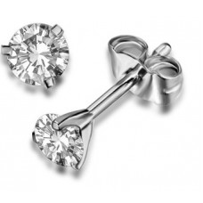 3 Claw Round Diamond Stud Earrings