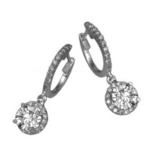 Round Diamond Single Halo Earrings